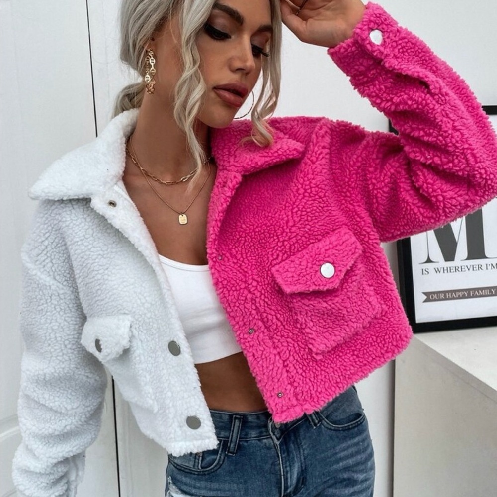 Two-Tone Pink and White Women's Jacket